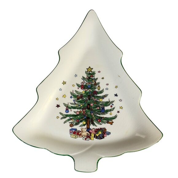 Nikko Christmas Tree-Shaped Holiday Porcelain Platter - Picture 1 of 9